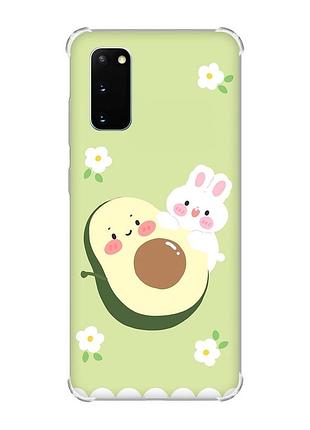 Чохол із потовщеними кутами на samsung galaxy s20 plus :: авокадо і зайченя (принт 311)