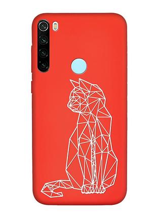 Матовий червоний чохол на xiaomi redmi note 8t :: котик (принт 125)