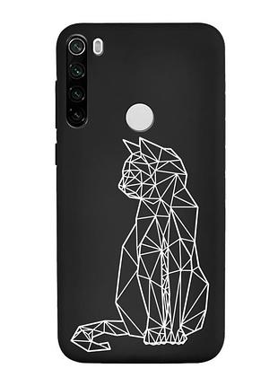 Матовий чорний чохол на xiaomi redmi note 8t :: котик (принт 125)