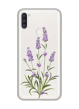 Прозрачный чехол на samsung galaxy a11 :: веточки лаванды (принт 266)
