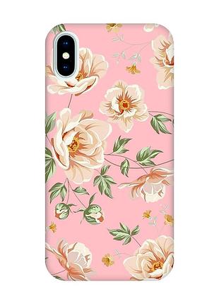 Матовый розовый чехол на iphone x/xs :: цветы пастельные (принт 277)