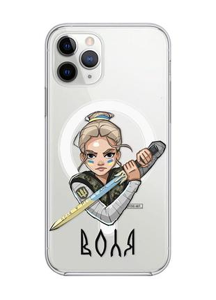 Магнитный чехол на iphone 11 pro max с поддержкой magsafe :: украинская защитница (патриотический принт 170)