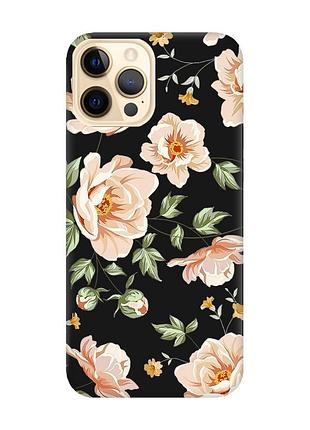 Матовый черный чехол на iphone 12 pro max :: цветы пастельные (принт 277)