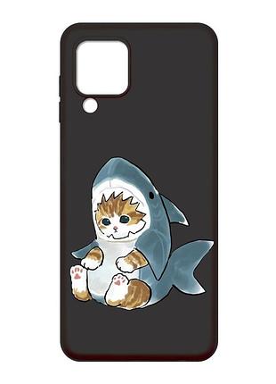 Матовый черный чехол на samsung galaxy m32 / a22 / m22 4g :: котёнок (принт 120)