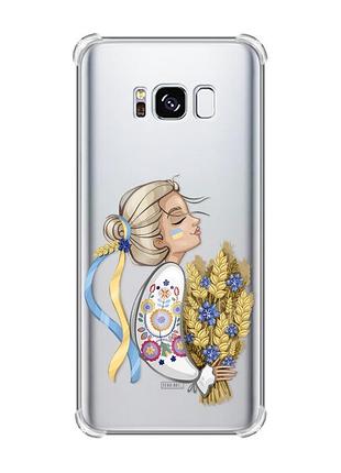 Чохол з потовщеними кутами на samsung galaxy s8 :: українка з колосками (патріотичний принт 173)