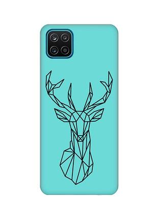Матовий бірюзовий чохол на samsung galaxy a12 :: олень (принт 128)