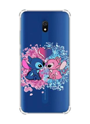 Чехол с утолщенными углами на xiaomi redmi 8a стич и ангел (принт 391)