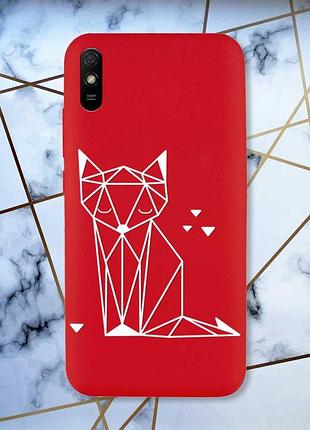 Матовий червоний чохол на xiaomi redmi 9a лисиця (принт 127)