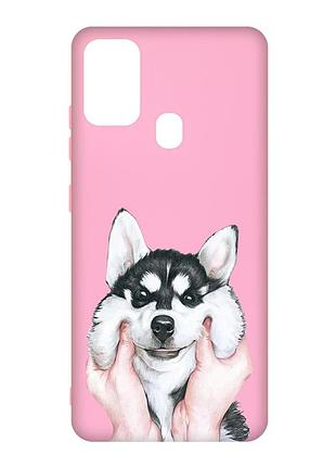 Матовый розовый чехол на samsung galaxy m30s/m21 :: мордочка (принт 121)