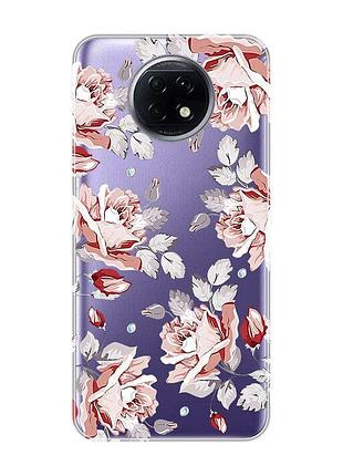 Прозорий чохол на xiaomi redmi note 9t/redmi note 9 5g :: фон троянди (принт 273)