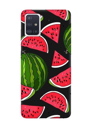 Матовий чорний чохол на samsung galaxy a71 / a715 :: кавуни (принт 341)