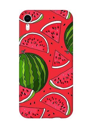 Матовий червоний чохол на apple iphone xr :: кавуни (принт 341)