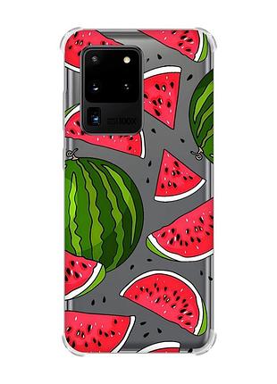 Чехол с утолщёнными углами для samsung galaxy s20 ultra :: арбузы (принт 341)