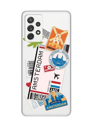 Прозрачный чехол на samsung galaxy a72/a725 :: путешествия. амстердам (принт 327)