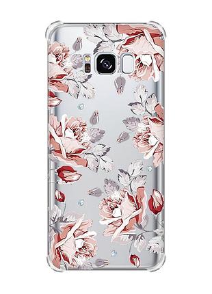 Чехол с утолщёнными углами на samsung galaxy s8 :: фон розы (принт 273)