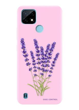 Матовый розовый чехол на realme c21y :: лаванда (принт 28)