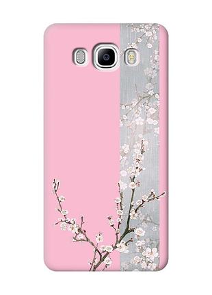 Матовый розовый чехол на samsung galaxy j7(2016) j710 :: цветущая сакура (принт 285)