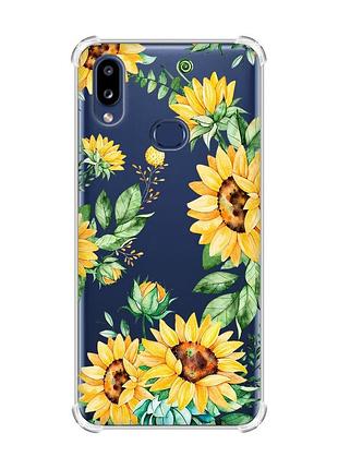 Чохол з потовщеними кутами на samsung galaxy a10s/a107 :: соняхи (принт 288)