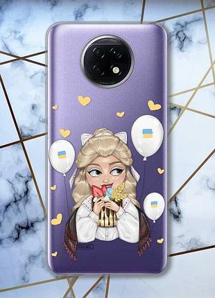 Прозорий чохол на xiaomi redmi note 9t/redmi note 9 5g українка з солодощами (принт: 175)