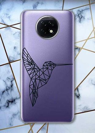 Прозрачный чехол для xiaomi redmi note 9t/redmi note 9 5g колибри принт: 122