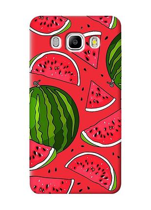 Матовый красный чехол на samsung galaxy j5 (2016) j510 :: арбузы (принт 341)