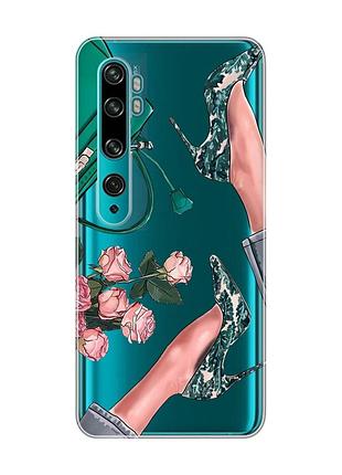 Прозорий чохол на xiaomi mi note 10/note 10 pro :: туфельки і квіти (принт 225)