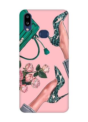 Матовый розовый чехол на samsung galaxy a10ѕ a107 :: туфельки и цветы (принт 225)