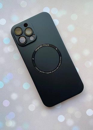 Ультратонкий чехол magsafe на iphone 13 pro max с дополнительной защитой камер черный