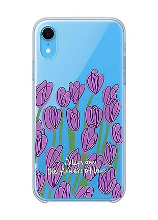 Прозорий чохол на iphone xr тюльпани (принт 265)