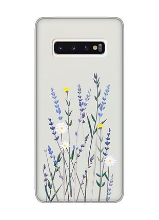 Прозрачный чехол на samsung galaxy s10 :: полевые цветы (принт 270)