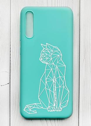 Матовий бірюзовий чохол на samsung galaxy a50 (2019) a505/a30s :: котик (принт 125)