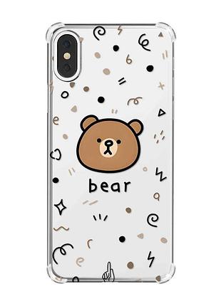 Чехол с утолщёнными углами на iphone x/xs :: мишка (принт 76)