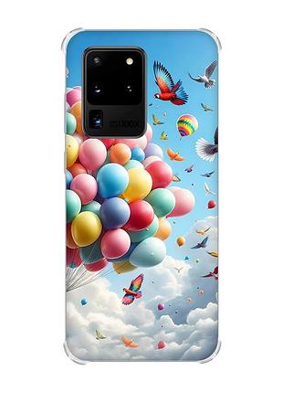 Чохол з потовщеними кутами на samsung galaxy s20 ultra :: повітряні кульки (принт 365)