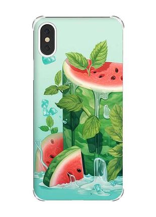 Чехол с утолщёнными углами на iphone x/xs :: арбузный айсберг (принт 339)