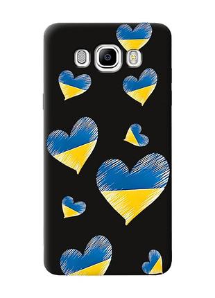 Матовый черный чехол на samsung galaxy j7(2016) j710 :: сердечка. украина (принт 258)