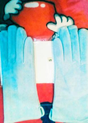 Шикарные перчатки натуральная замша,нежно серо- голубого цвета.5 фото