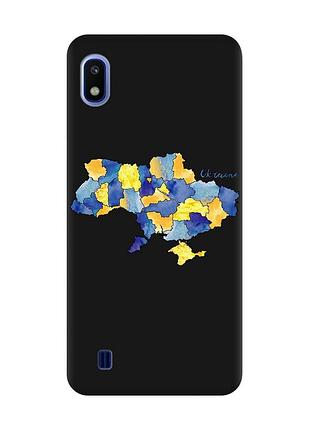 Матовый черный чехол на samsung galaxy a10 (2019) a105 :: карта украины (принт 261)