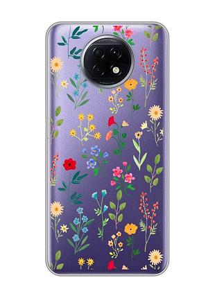 Прозрачный чехол для xiaomi redmi note 9t/redmi note 9 5g :: цветочный фон (принт 269)
