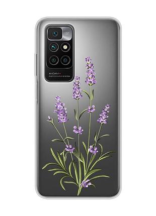 Прозрачный чехол для xiaomi redmi 10 :: веточки лаванды (принт 266)