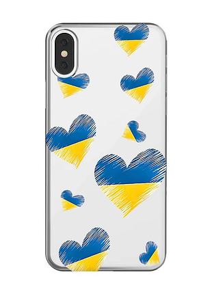 Прозрачный чехол на iphone x/xs :: сердечка. украина (принт 258)