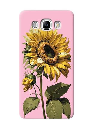Матовый розовый чехол на samsung galaxy j7(2016) j710 :: подсолнечник (принт 274)