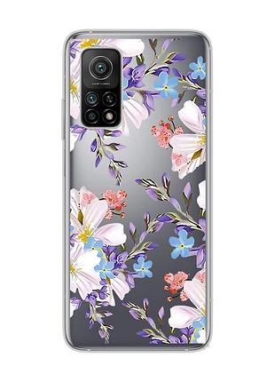 Прозрачный чехол на xiaomi mi 10t/mi 10t pro :: цветочный рисунок (принт 272)