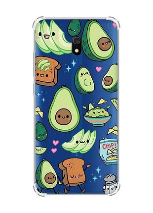 Чехол с утолщенными углами на xiaomi redmi 8a :: милашки авокадо каваи (принт 305)