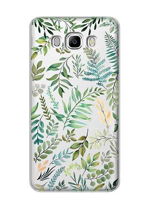 Прозрачный чехол на samsung galaxy j7(2016) j710 :: растительный фон (принт 377)