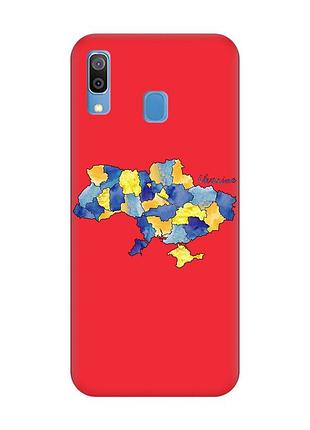 Матовий червоний чохол на samsung galaxy a30 (2019) / a20 (2019) :: карта україни (принт 261)