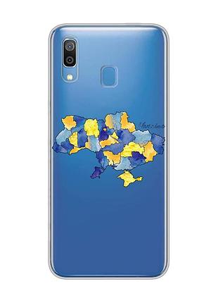 Прозрачный чехол на samsung galaxy a30 (2019)/a20 (2019) карта украины (принт 261)