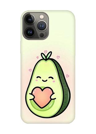 Матовый чехол с розовыми боками на iphone 13 pro :: кавай авокадо с сердечком (принт 310)