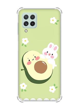 Чехол с утолщёнными углами на samsung galaxy a22 4g/m32/m22 :: авокадо и зайчонок (принт 311)