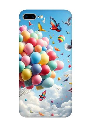 Матовый чехол с бирюзовыми боками на iphone 7 plus / iphone 8 plus :: воздушные шарики (принт 365)