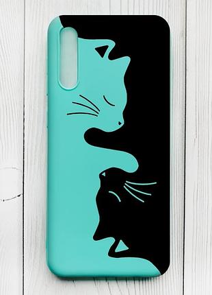 Матовий бірюзовий чохол на samsung galaxy a50 (2019) a505/a30s :: котики (принт 118)